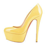 Dethan Zapatos de Charol para Mujer con Puntera Puntiaguda, Plataforma de tacón Alto Fino, Zapatos de Corte de Noche para Boda