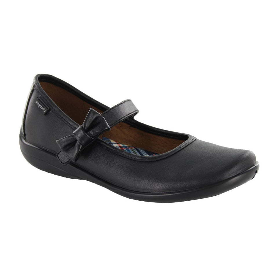 Coqueta Zapato Negro con Cinta y Moño Balerina para Niñas