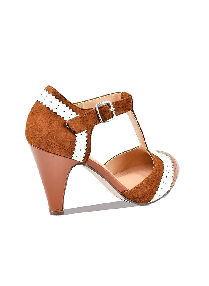 Chase & Chloe Kimmy-66 - Puntera Cerrada en T con Dos Tonos Oxford